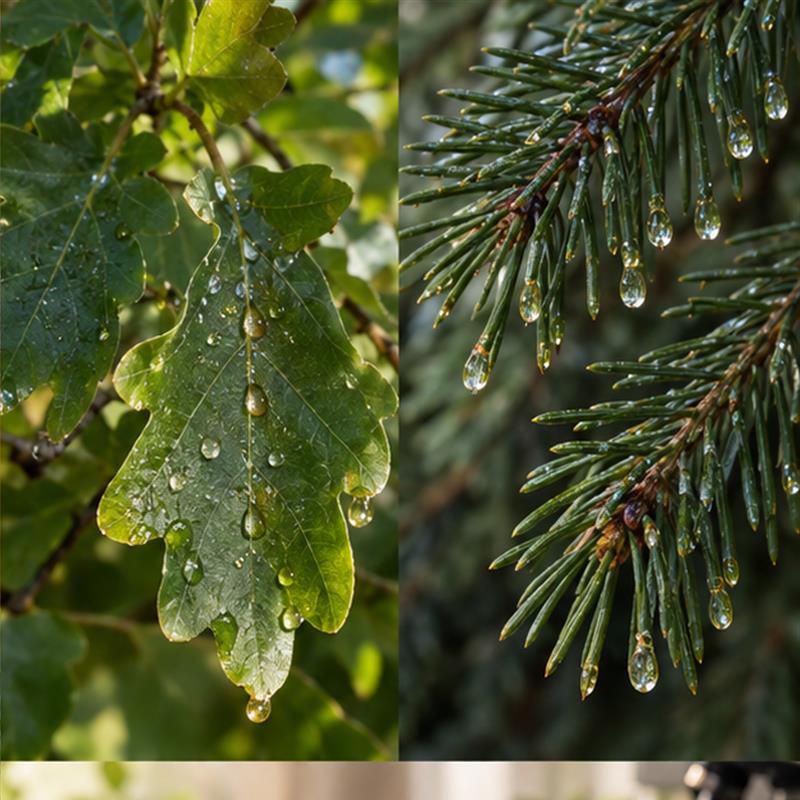 Liście i igły drzew jako źródła spadzi liściastej i iglastej